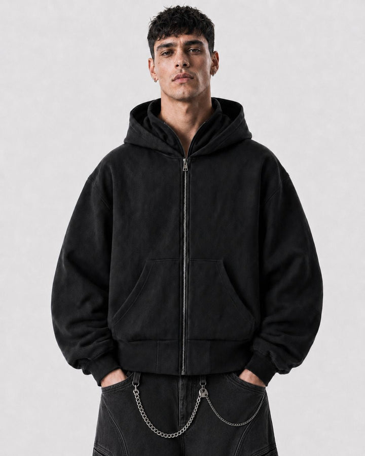 Sweat cagoule Phantom noir SWAVV porté de face