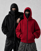 Sweats cagoule Phantom noir et rouge SWAVV portés de face