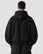 Sweat cagoule Phantom noir SWAVV avec capuche abaissée vue de dos