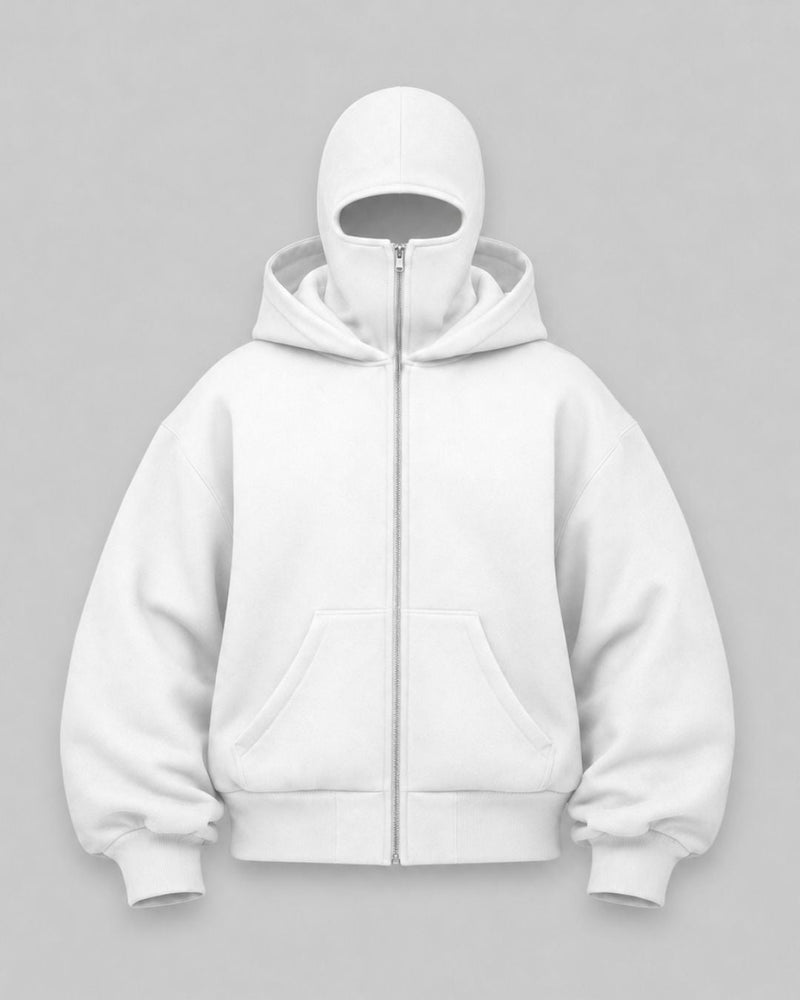 Sweat cagoule Phantom blanc SWAVV vue de face