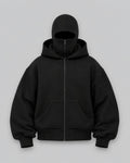 Sweat cagoule Phantom noir SWAVV vue de face sur fond gris